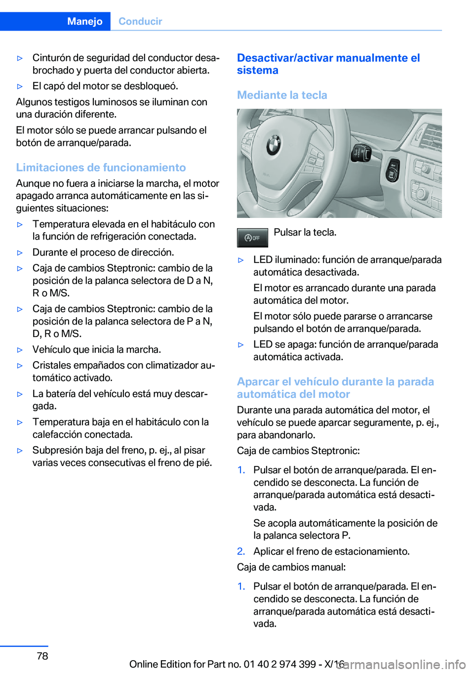 BMW 4 SERIES GRAN COUPE 2017  Manuales de Empleo (in Spanish) y�C�i�n�t�u�r�