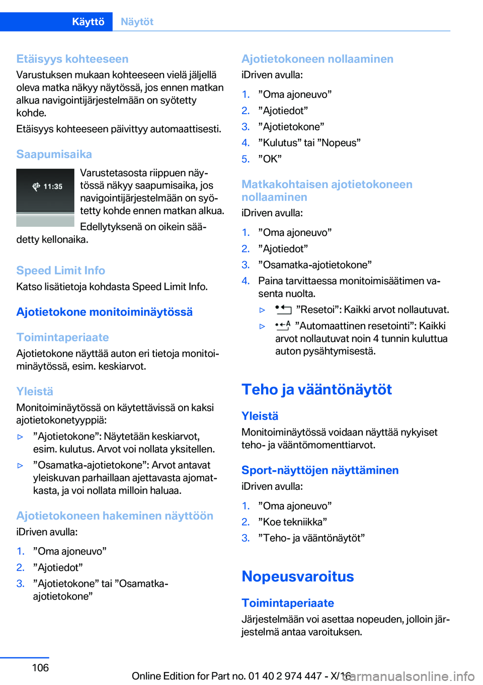 BMW 4 SERIES GRAN COUPE 2017  Omistajan Käsikirja (in Finnish) �E�t�