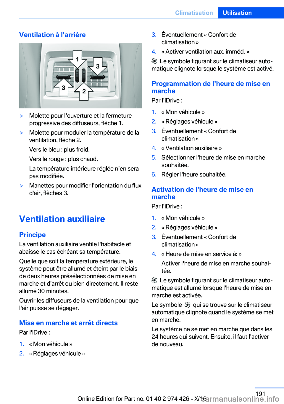 BMW 4 SERIES GRAN COUPE 2017  Notices Demploi (in French) �V�e�n�t�i�l�a�t�i�o�n��