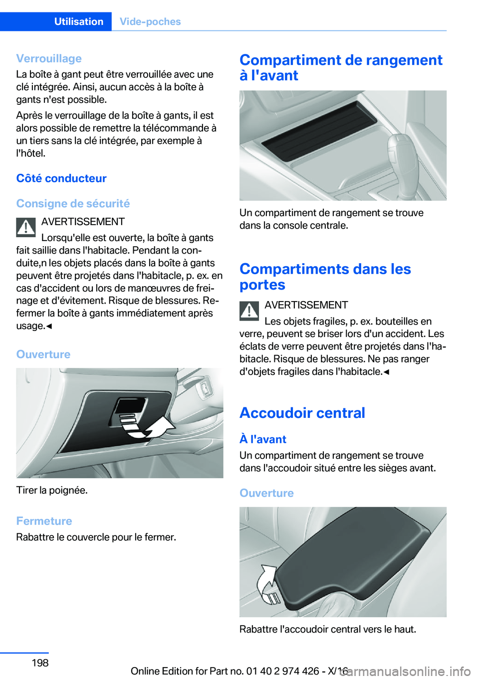 BMW 4 SERIES GRAN COUPE 2017  Notices Demploi (in French) �V�e�r�r�o�u�i�l�l�a�g�e
�L�a� �b�o�î�t�e� �