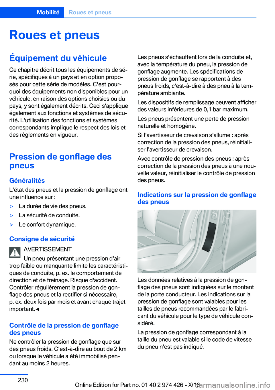 BMW 4 SERIES GRAN COUPE 2017  Notices Demploi (in French) �R�o�u�e�s��e�t��p�n�e�u�s�