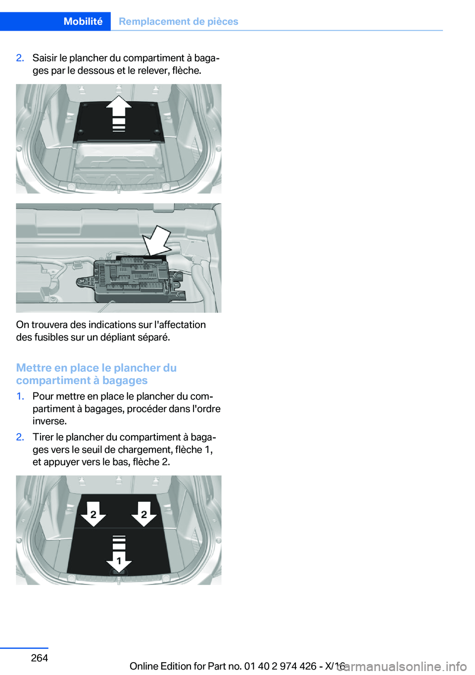 BMW 4 SERIES GRAN COUPE 2017  Notices Demploi (in French) �2�.�S�a�i�s�i�r� �l�e� �p�l�a�n�c�h�e�r� �d�u� �c�o�m�p�a�r�t�i�m�e�n�t� �
