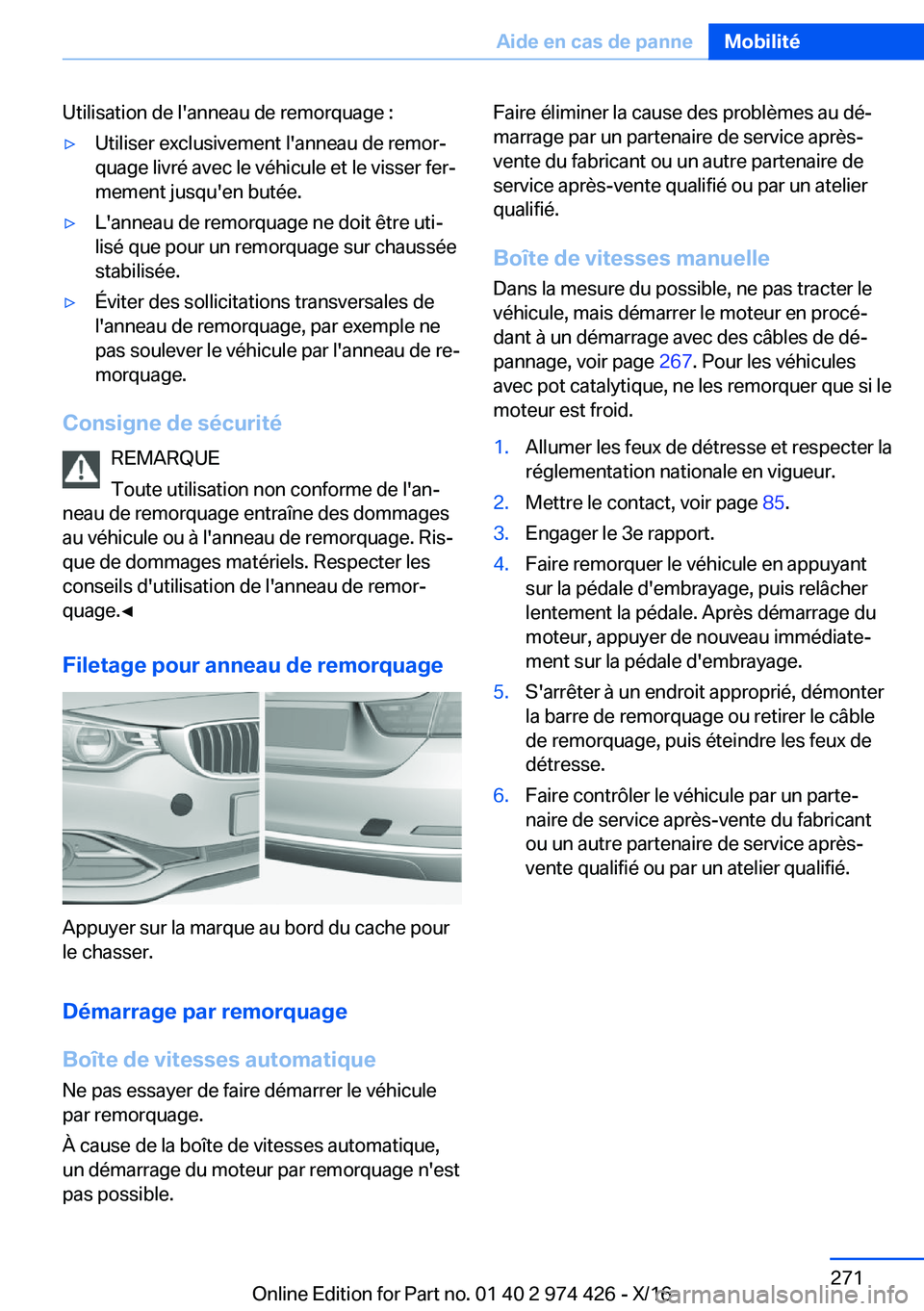 BMW 4 SERIES GRAN COUPE 2017  Notices Demploi (in French) �U�t�i�l�i�s�a�t�i�o�n� �d�e� �l�'�a�n�n�e�a�u� �d�e� �r�e�m�o�r�q�u�a�g�e� �:'y�U�t�i�l�i�s�e�r� �e�x�c�l�u�s�i�v�e�m�e�n�t� �l�'�a�n�n�e�a�u� �d�e� �r�e�m�o�rj
�q�u�a�g�e� �l�i�v�r�é� 