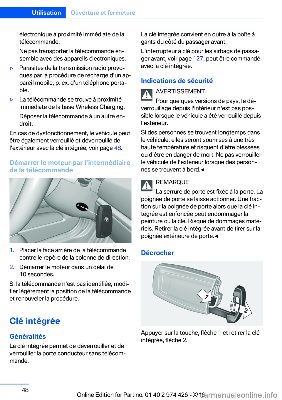 BMW 4 SERIES GRAN COUPE 2017  Notices Demploi (in French) �é�l�e�c�t�r�o�n�i�q�u�e� �