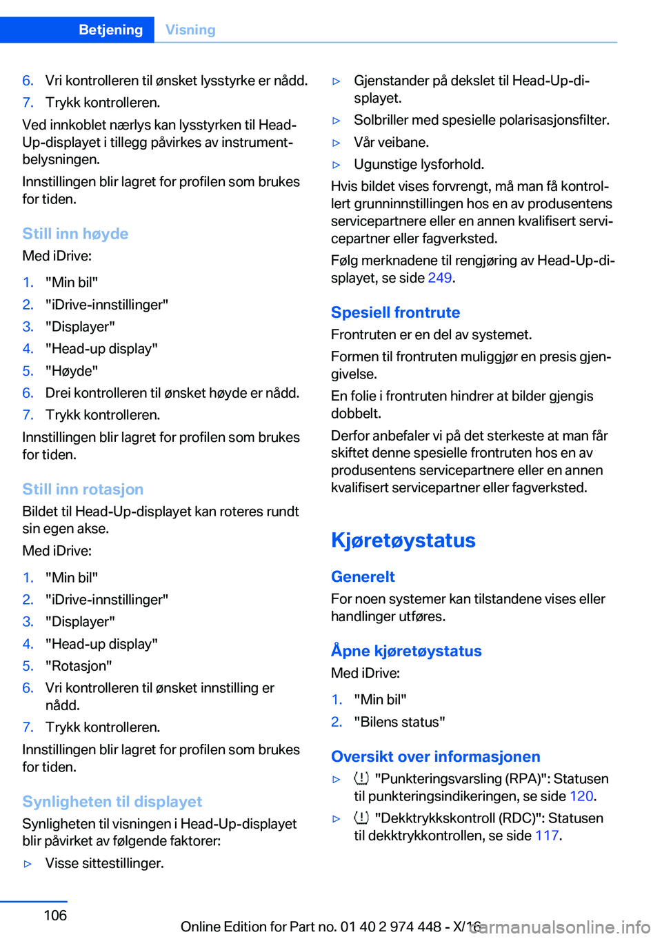 BMW 4 SERIES GRAN COUPE 2017  InstruksjonsbØker (in Norwegian) �6�.�V�r�i� �k�o�n�t�r�o�l�l�e�r�e�n� �t�i�l� �