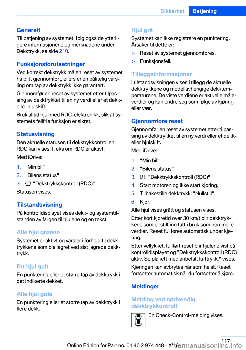 BMW 4 SERIES GRAN COUPE 2017  InstruksjonsbØker (in Norwegian) �G�e�n�e�r�e�l�t�T�i�l� �b�e�t�j�e�n�i�n�g� �a�v� �s�y�s�t�e�m�e�t�,� �f�
