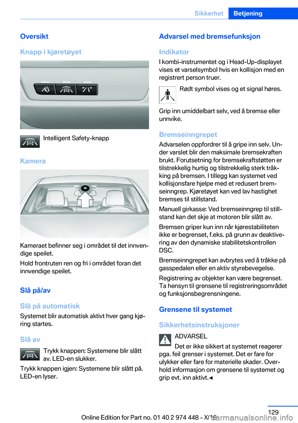 BMW 4 SERIES GRAN COUPE 2017  InstruksjonsbØker (in Norwegian) �O�v�e�r�s�i�k�t
�K�n�a�p�p��i��k�j�
