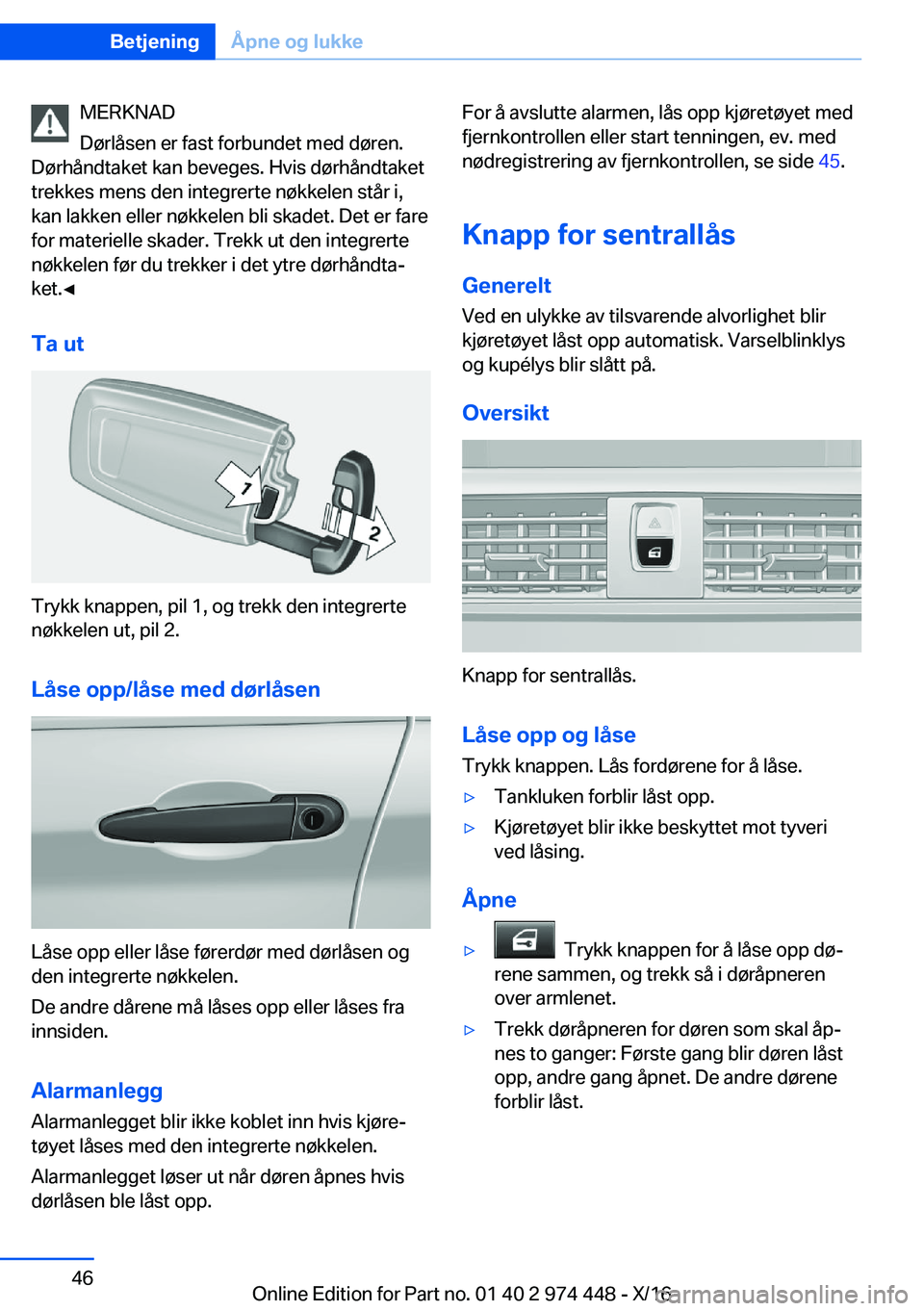 BMW 4 SERIES GRAN COUPE 2017  InstruksjonsbØker (in Norwegian) �M�E�R�K�N�A�D
�D�