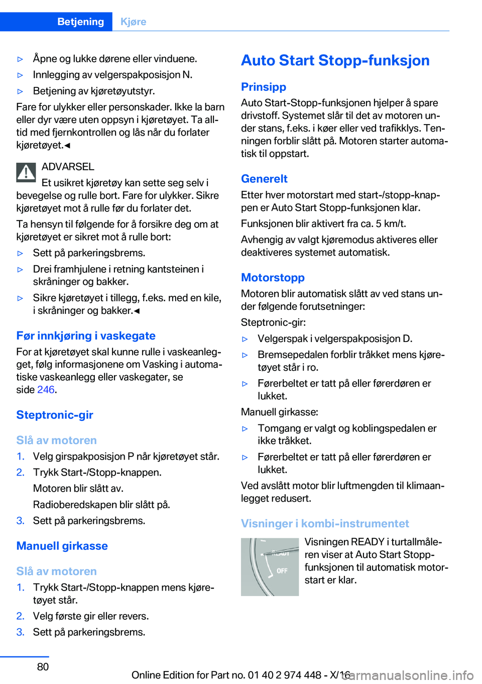 BMW 4 SERIES GRAN COUPE 2017  InstruksjonsbØker (in Norwegian) y�