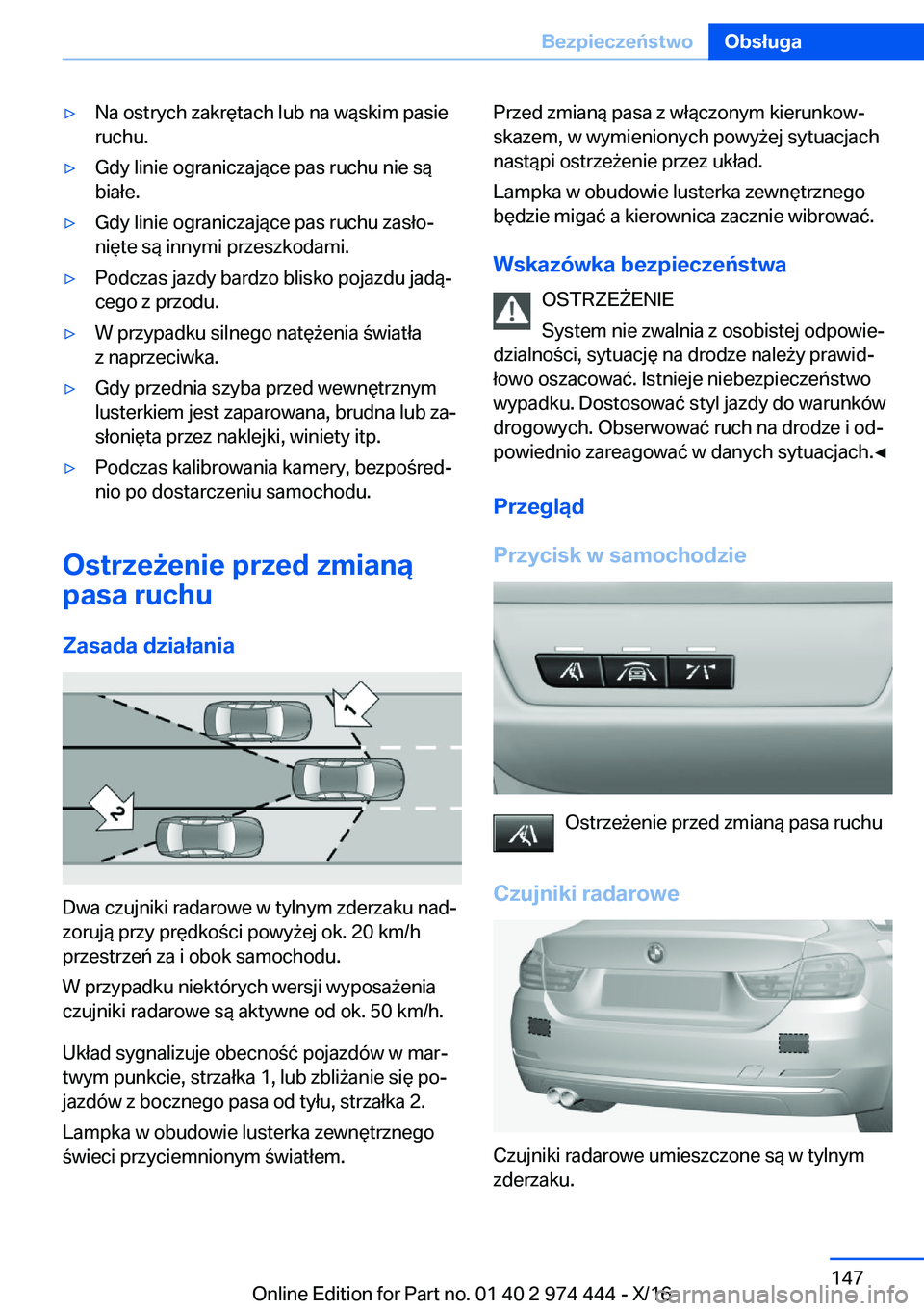 BMW 4 SERIES GRAN COUPE 2017  Instrukcja obsługi (in Polish) 'y�N�a� �o�s�t�r�y�c�h� �z�a�k�r�