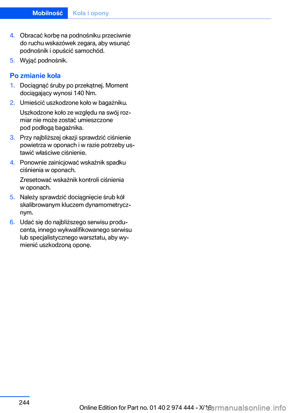 BMW 4 SERIES GRAN COUPE 2017  Instrukcja obsługi (in Polish) �4�.�O�b�r�a�c�a�