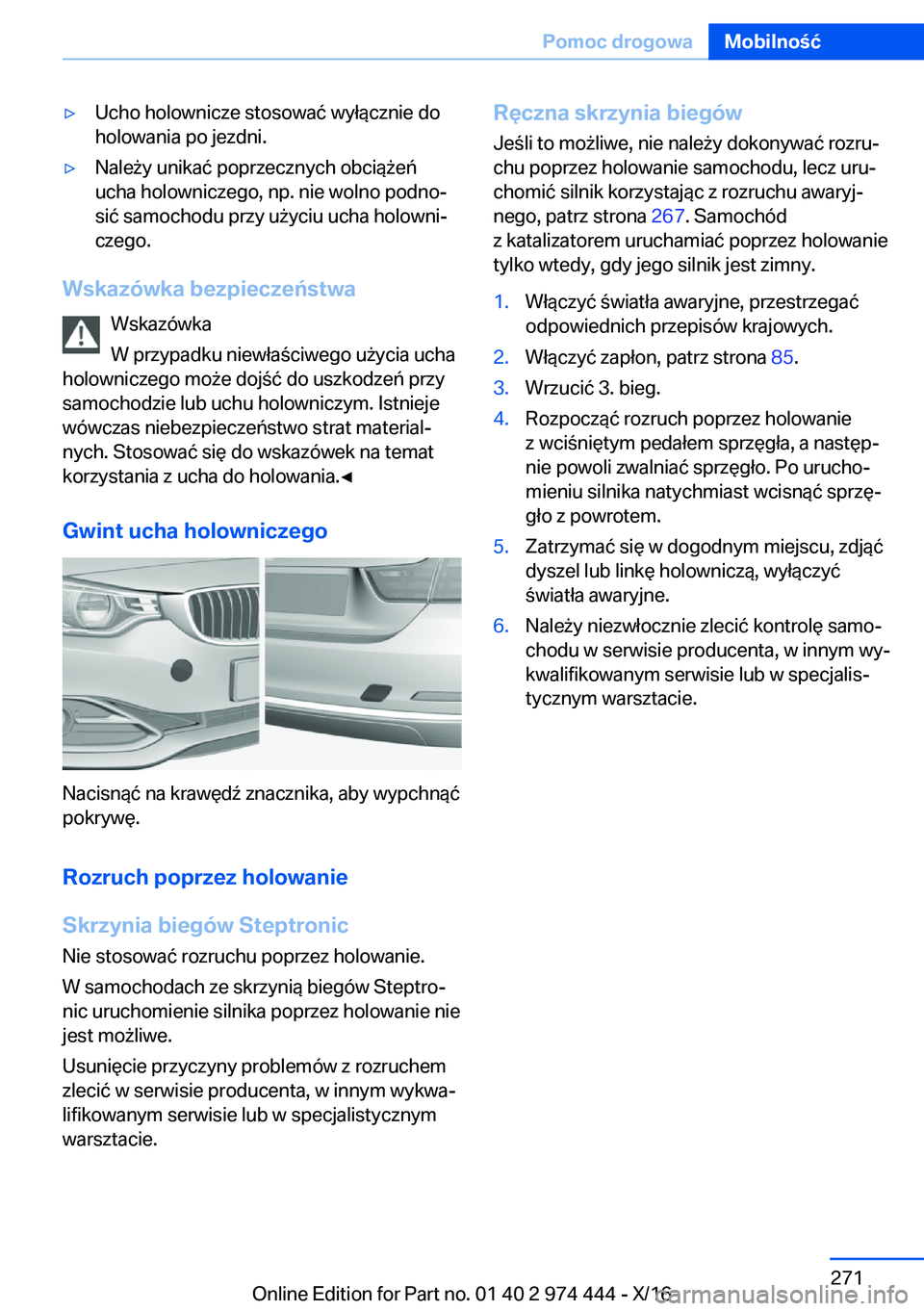 BMW 4 SERIES GRAN COUPE 2017  Instrukcja obsługi (in Polish) 'y�U�c�h�o� �h�o�l�o�w�n�i�c�z�e� �s�t�o�s�o�w�a�