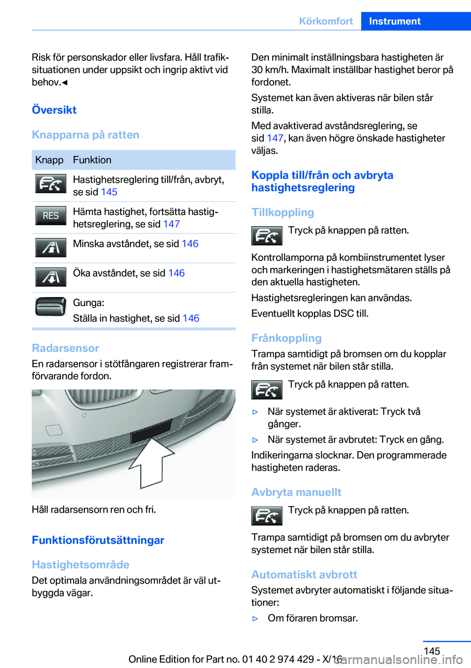BMW 4 SERIES GRAN COUPE 2017  InstruktionsbÖcker (in Swedish) �R�i�s�k� �f�