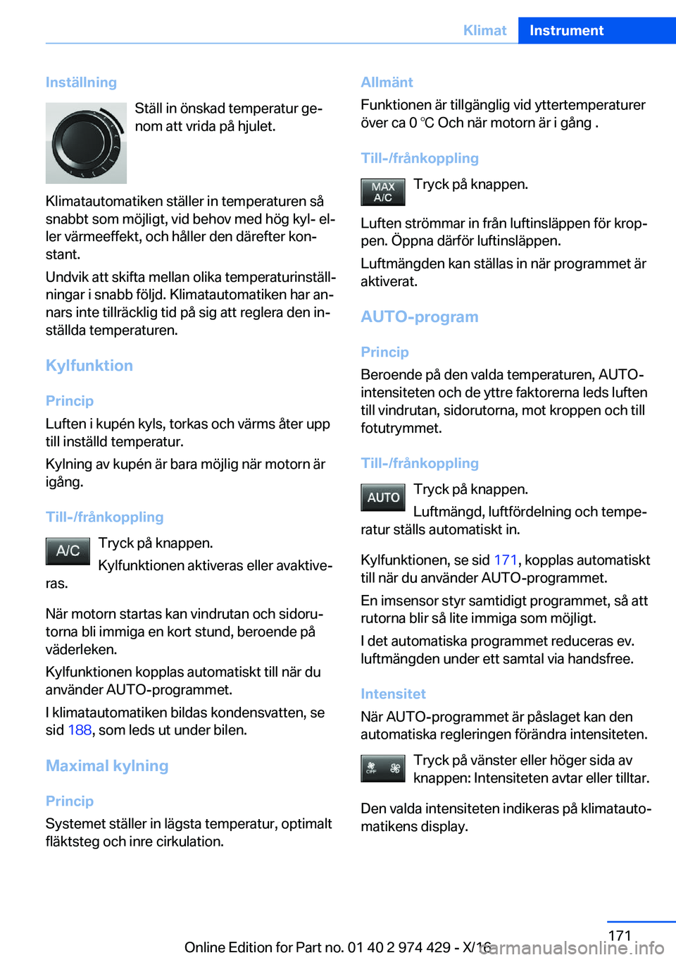BMW 4 SERIES GRAN COUPE 2017  InstruktionsbÖcker (in Swedish) �I�n�s�t�ä�l�l�n�i�n�g�S�t�ä�l�l� �i�n� �