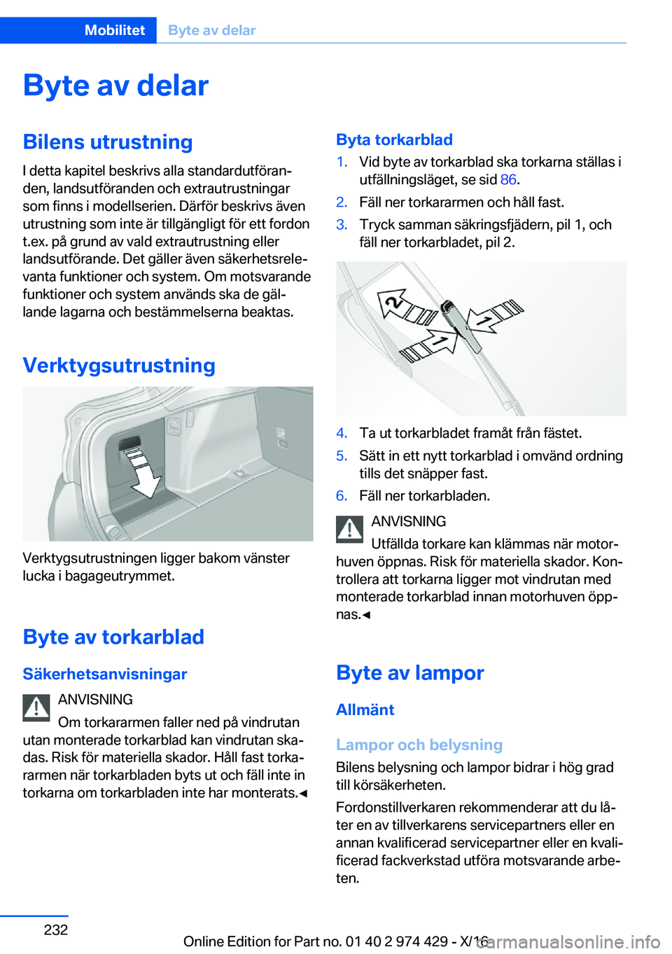 BMW 4 SERIES GRAN COUPE 2017  InstruktionsbÖcker (in Swedish) �B�y�t�e��a�v��d�e�l�a�r�B�i�l�e�n�s��u�t�r�u�s�t�n�i�n�g
�I� �d�e�t�t�a� �k�a�p�i�t�e�l� �b�e�s�k�r�i�v�s� �a�l�l�a� �s�t�a�n�d�a�r�d�u�t�f�