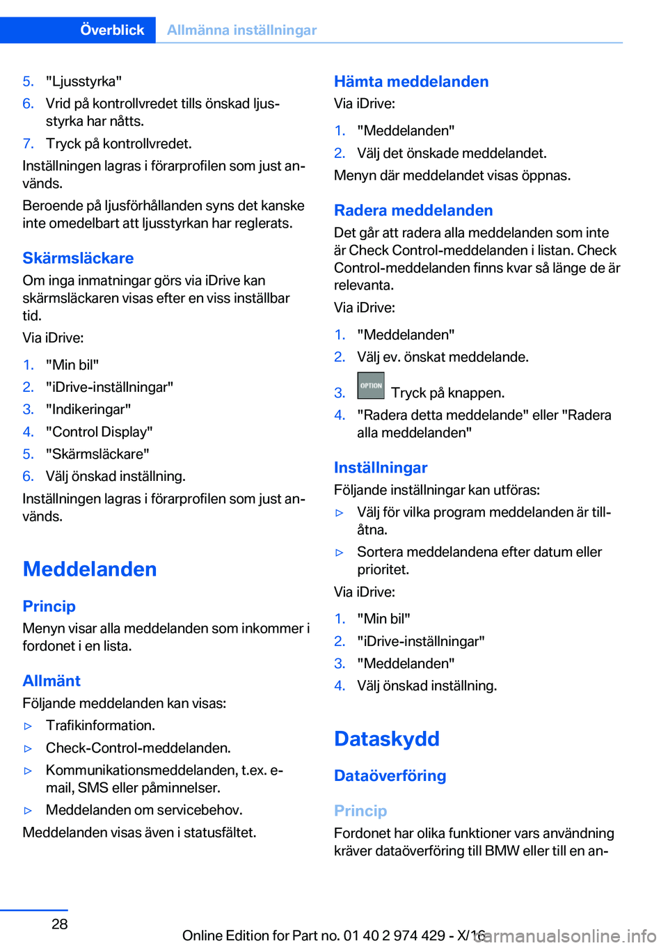 BMW 4 SERIES GRAN COUPE 2017  InstruktionsbÖcker (in Swedish) �5�.�"�L�j�u�s�s�t�y�r�k�a�"�6�.�V�r�i�d� �p�å� �k�o�n�t�r�o�l�l�v�r�e�d�e�t� �t�i�l�l�s� �