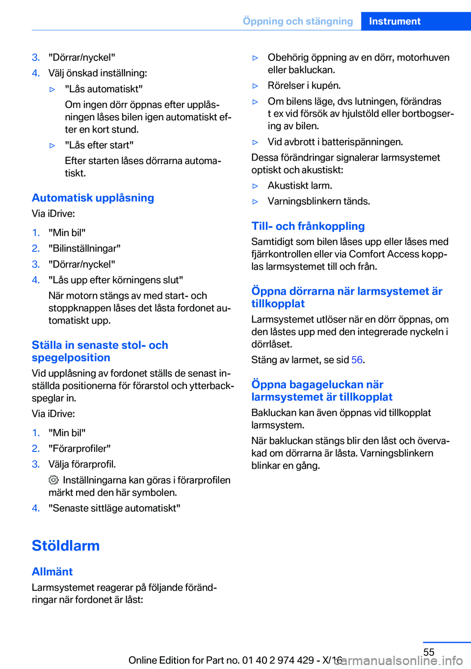 BMW 4 SERIES GRAN COUPE 2017  InstruktionsbÖcker (in Swedish) �3�.�"�D�
