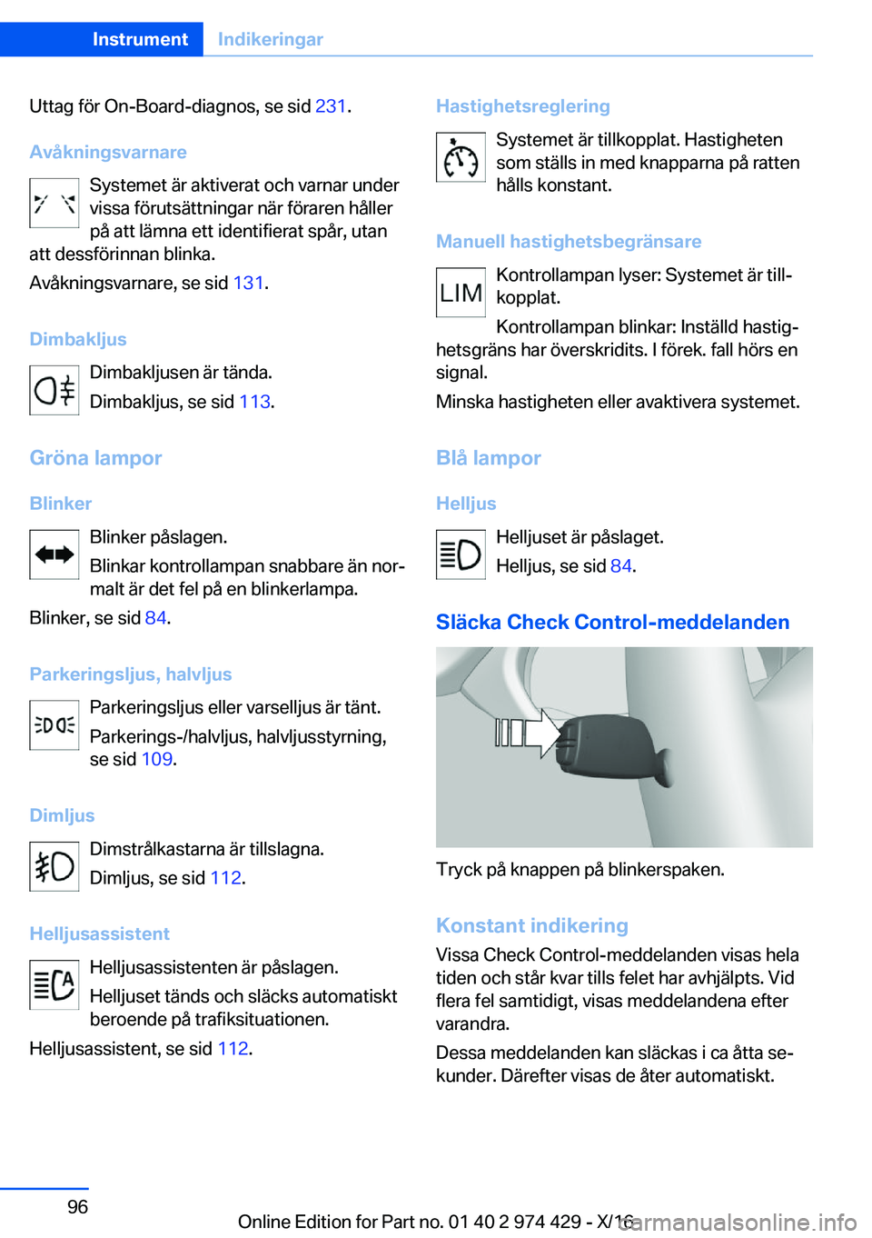 BMW 4 SERIES GRAN COUPE 2017  InstruktionsbÖcker (in Swedish) �U�t�t�a�g� �f�