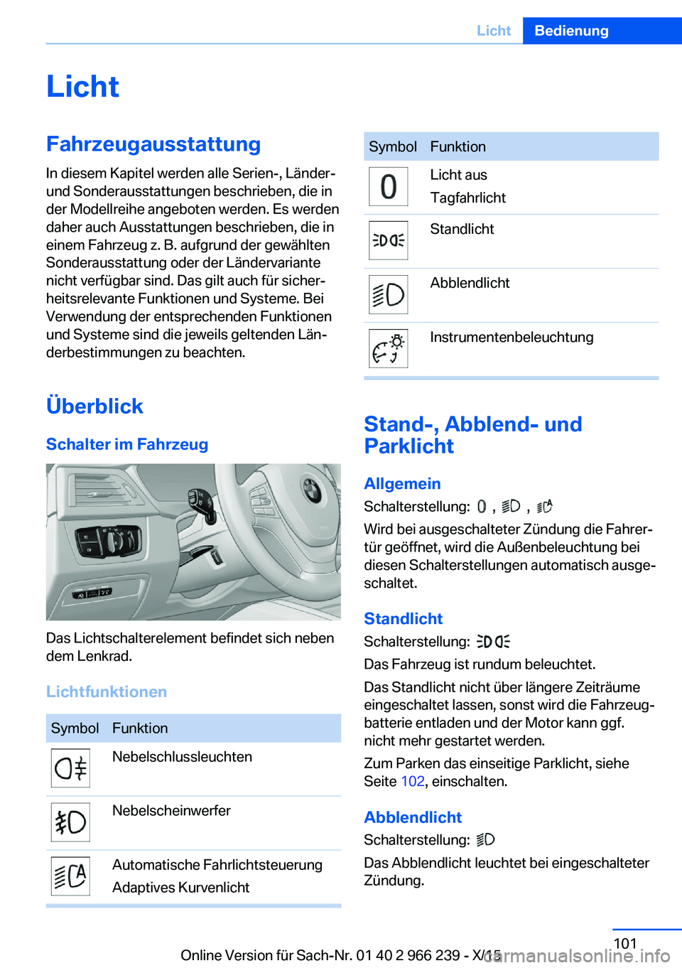 BMW 4 SERIES GRAN COUPE 2016 Betriebsanleitungen (in German) LichtFahrzeugausstattung
In diesem Kapitel werden alle Serien-, Länder-
und Sonderausstattungen beschrieben, die in
der Modellreihe angeboten werden. Es werden
daher auch Ausstattungen beschrieben, d BMW 4 SERIES GRAN COUPE 2016 Betriebsanleitungen (in German) LichtFahrzeugausstattung
In diesem Kapitel werden alle Serien-, Länder-
und Sonderausstattungen beschrieben, die in
der Modellreihe angeboten werden. Es werden
daher auch Ausstattungen beschrieben, d