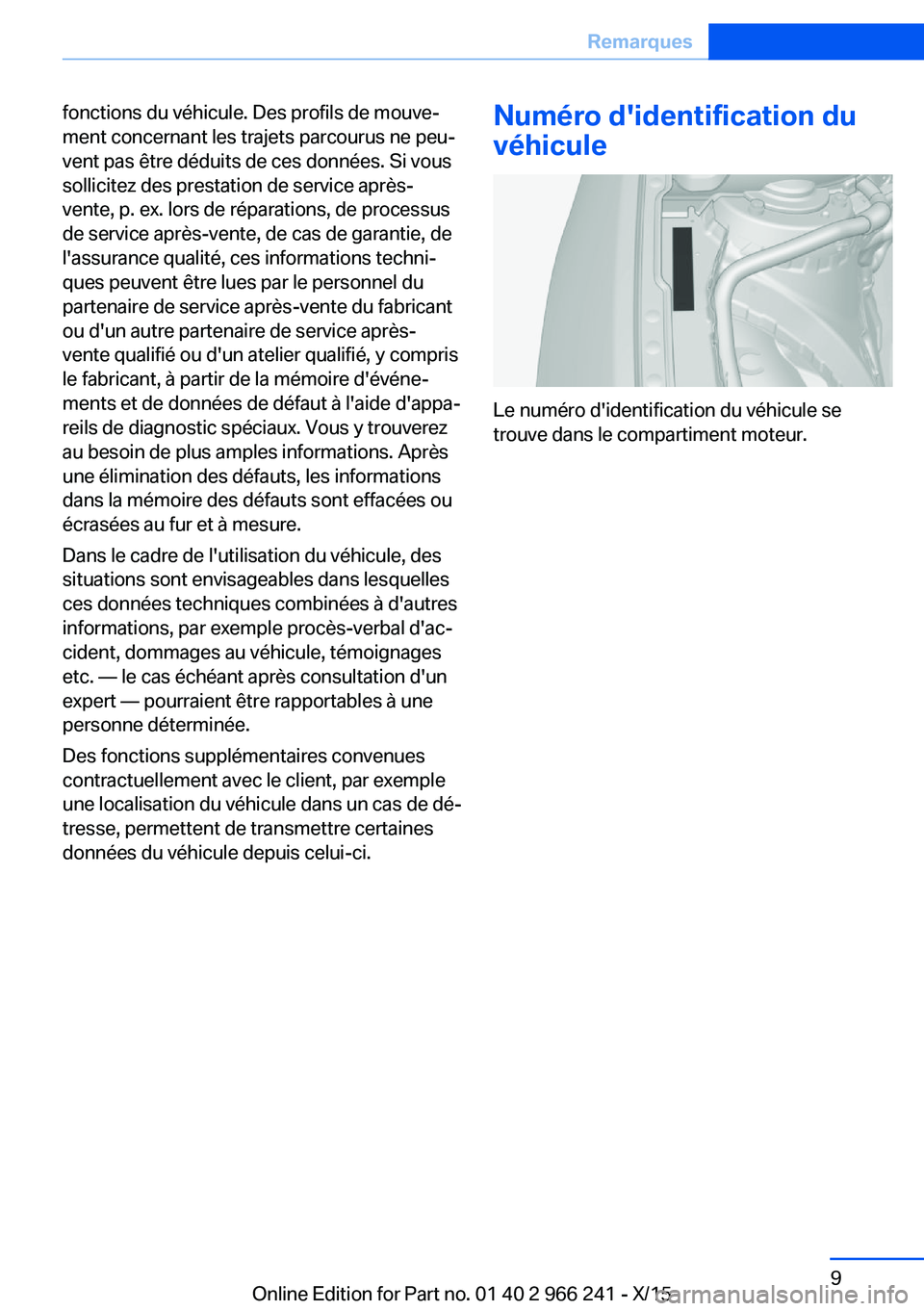 BMW 4 SERIES GRAN COUPE 2016 Notices Demploi (in French) fonctions du véhicule. Des profils de mouve‐
ment concernant les trajets parcourus ne peu‐
vent pas être déduits de ces données. Si vous
sollicitez des prestation de service après-
vente, p. BMW 4 SERIES GRAN COUPE 2016 Notices Demploi (in French) fonctions du véhicule. Des profils de mouve‐
ment concernant les trajets parcourus ne peu‐
vent pas être déduits de ces données. Si vous
sollicitez des prestation de service après-
vente, p.