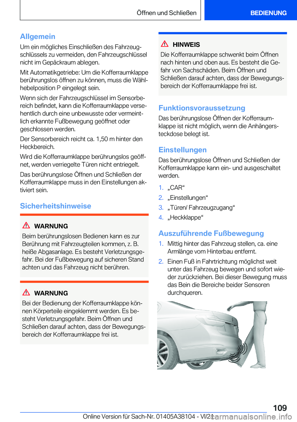 BMW 5 SERIES 2022  Betriebsanleitungen (in German) �A�l�l�g�e�m�e�i�n�U�m��e�i�n��m�