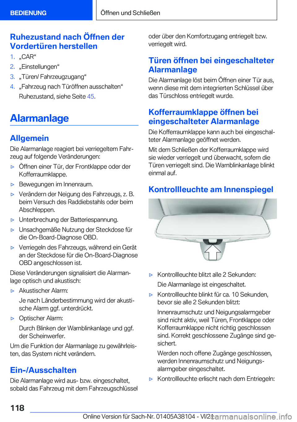 BMW 5 SERIES 2022  Betriebsanleitungen (in German) �R�u�h�e�z�u�s�t�a�n�d��n�a�c�h��