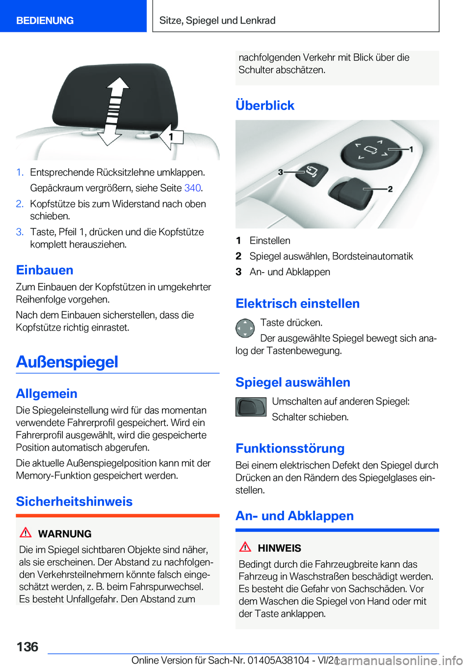 BMW 5 SERIES 2022  Betriebsanleitungen (in German) �1�.�E�n�t�s�p�r�e�c�h�e�n�d�e��R�
