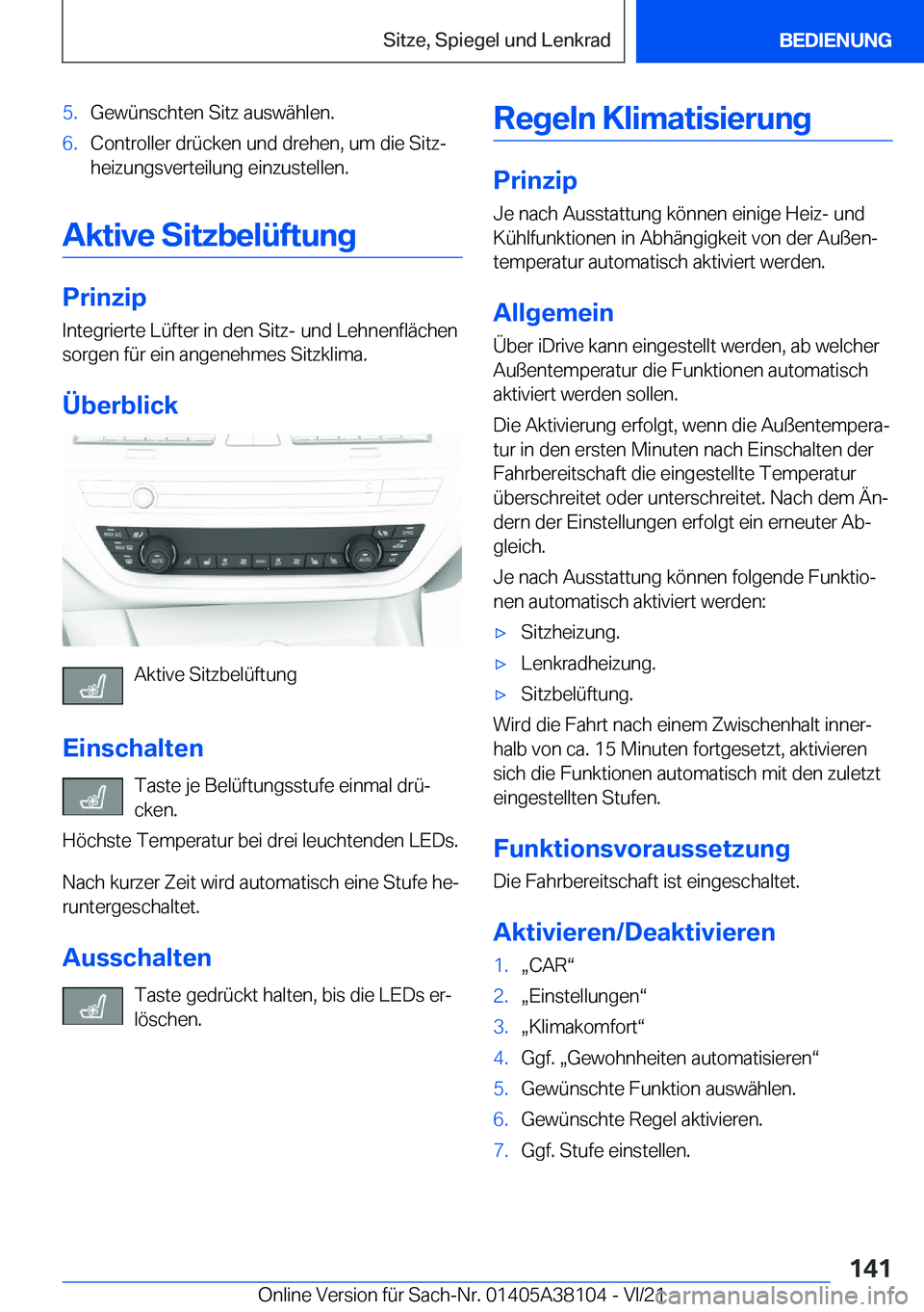BMW 5 SERIES 2022  Betriebsanleitungen (in German) �5�.�G�e�w�