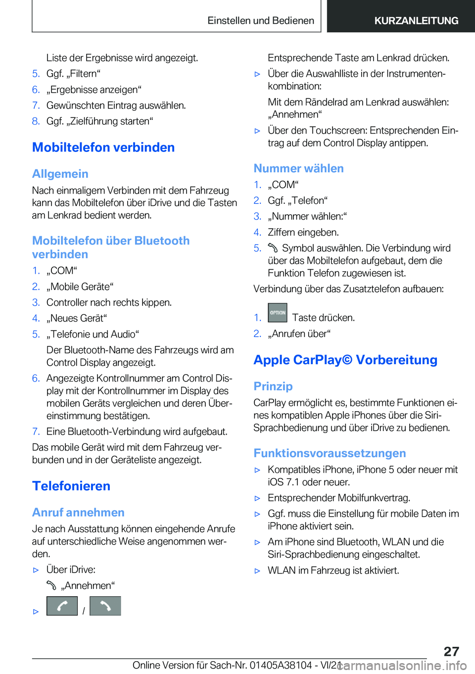 BMW 5 SERIES 2022  Betriebsanleitungen (in German) �L�i�s�t�e��d�e�r��E�r�g�e�b�n�i�s�s�e��w�i�r�d��a�n�g�e�z�e�i�g�t�.�5�.�G�g�f�.�x�F�i�l�t�e�r�nv�6�.x�E�r�g�e�b�n�i�s�s�e��a�n�z�e�i�g�e�nv�7�.�G�e�w�