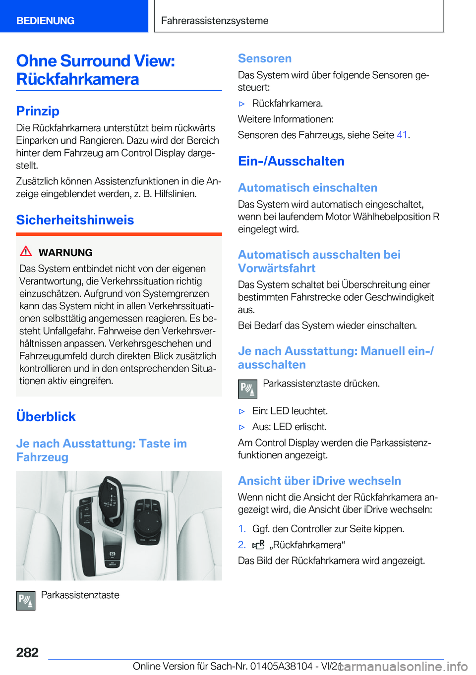 BMW 5 SERIES 2022  Betriebsanleitungen (in German) �O�h�n�e��S�u�r�r�o�u�n�d��V�i�e�w�:�R�