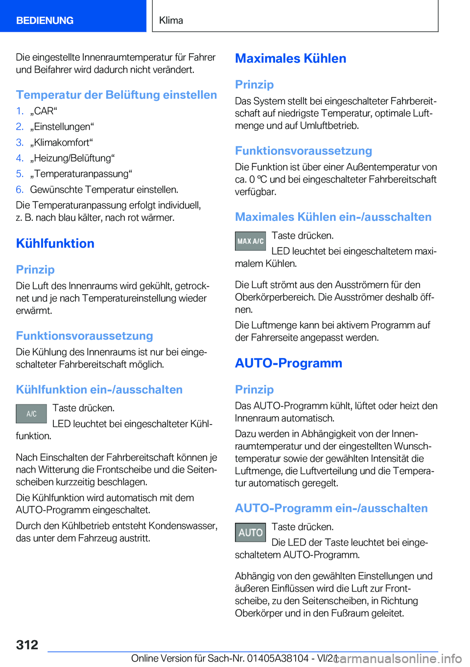 BMW 5 SERIES 2022  Betriebsanleitungen (in German) �D�i�e��e�i�n�g�e�s�t�e�l�l�t�e��I�n�n�e�n�r�a�u�m�t�e�m�p�e�r�a�t�u�r��f�