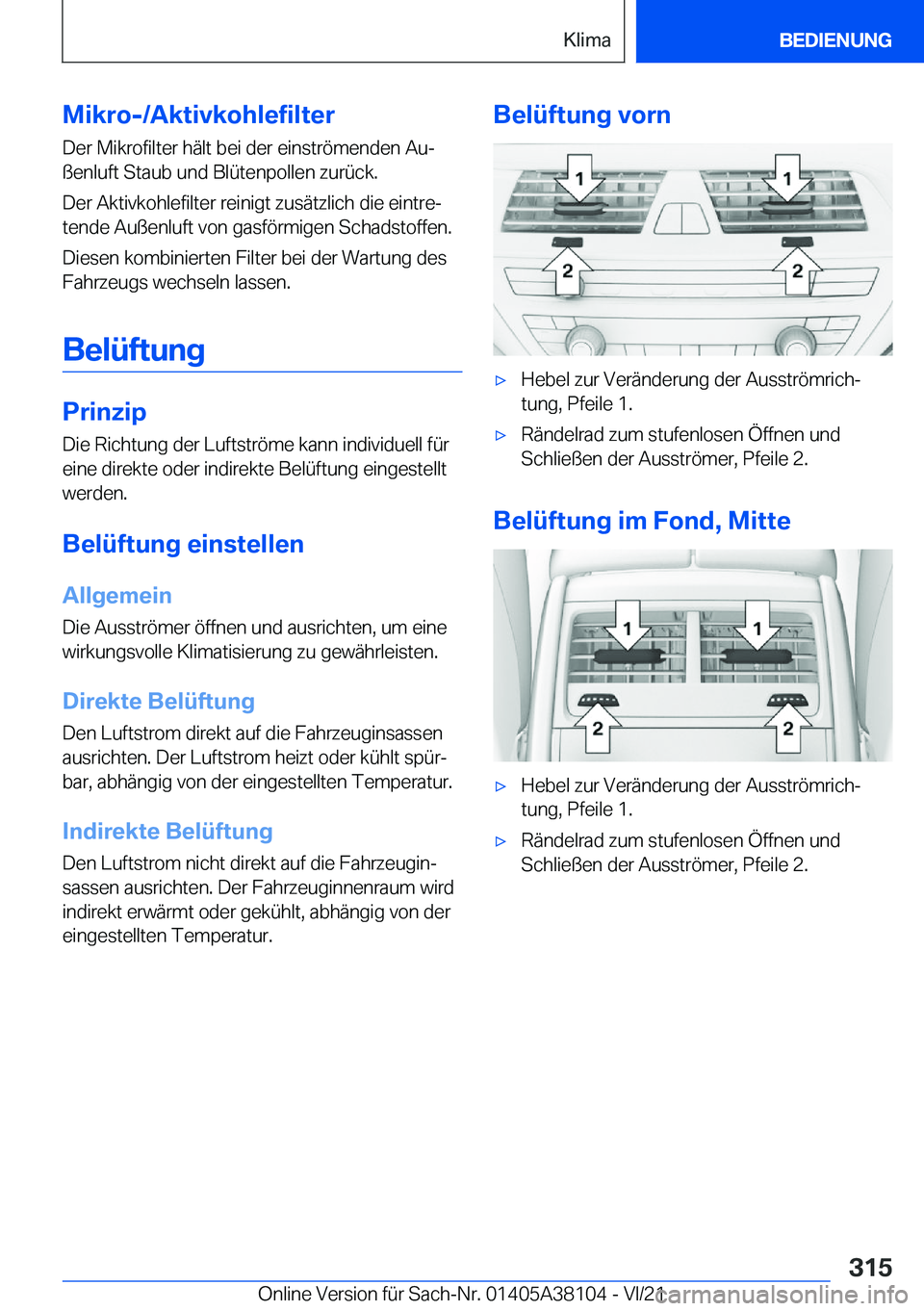 BMW 5 SERIES 2022  Betriebsanleitungen (in German) �M�i�k�r�o�-�/�A�k�t�i�v�k�o�h�l�e�f�i�l�t�e�r�D�e�r��M�i�k�r�o�f�i�l�t�e�r��h�