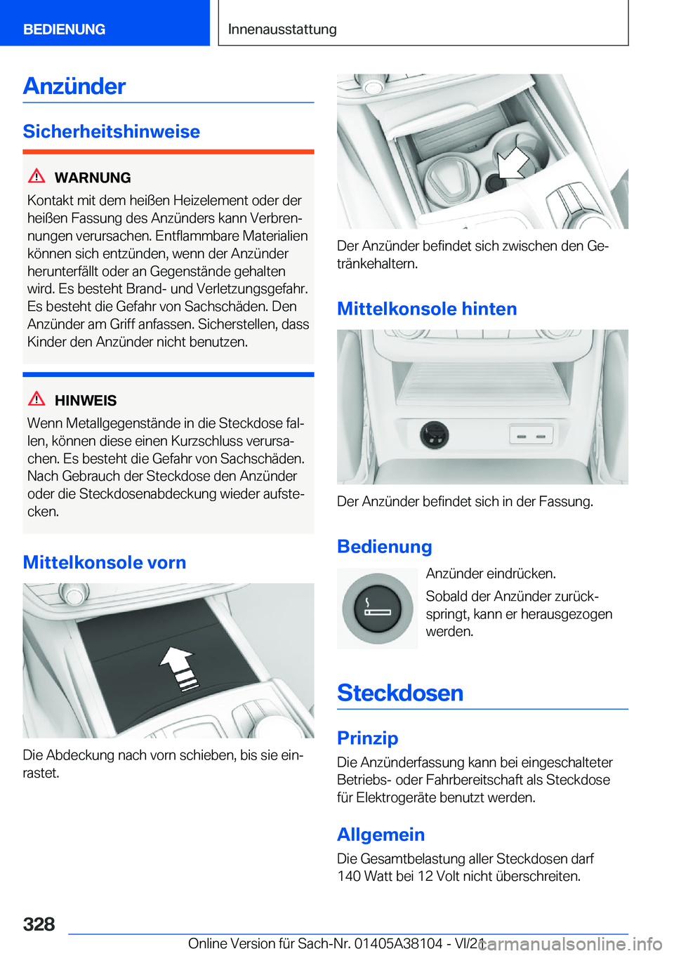 BMW 5 SERIES 2022  Betriebsanleitungen (in German) �A�n�z�