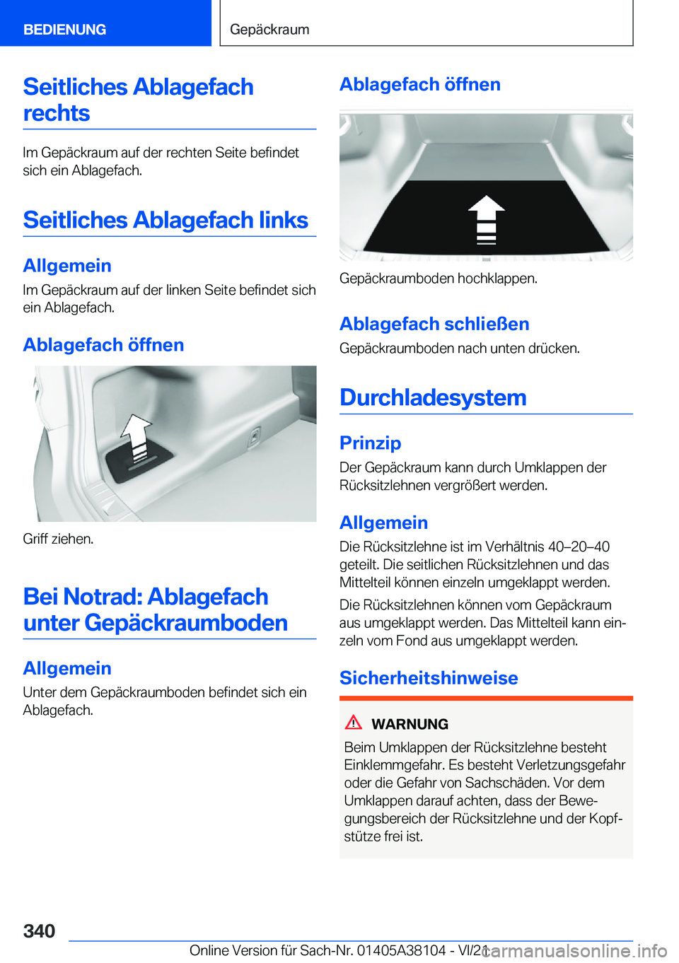 BMW 5 SERIES 2022  Betriebsanleitungen (in German) �S�e�i�t�l�i�c�h�e�s��A�b�l�a�g�e�f�a�c�h�r�e�c�h�t�s
�I�m��G�e�p�