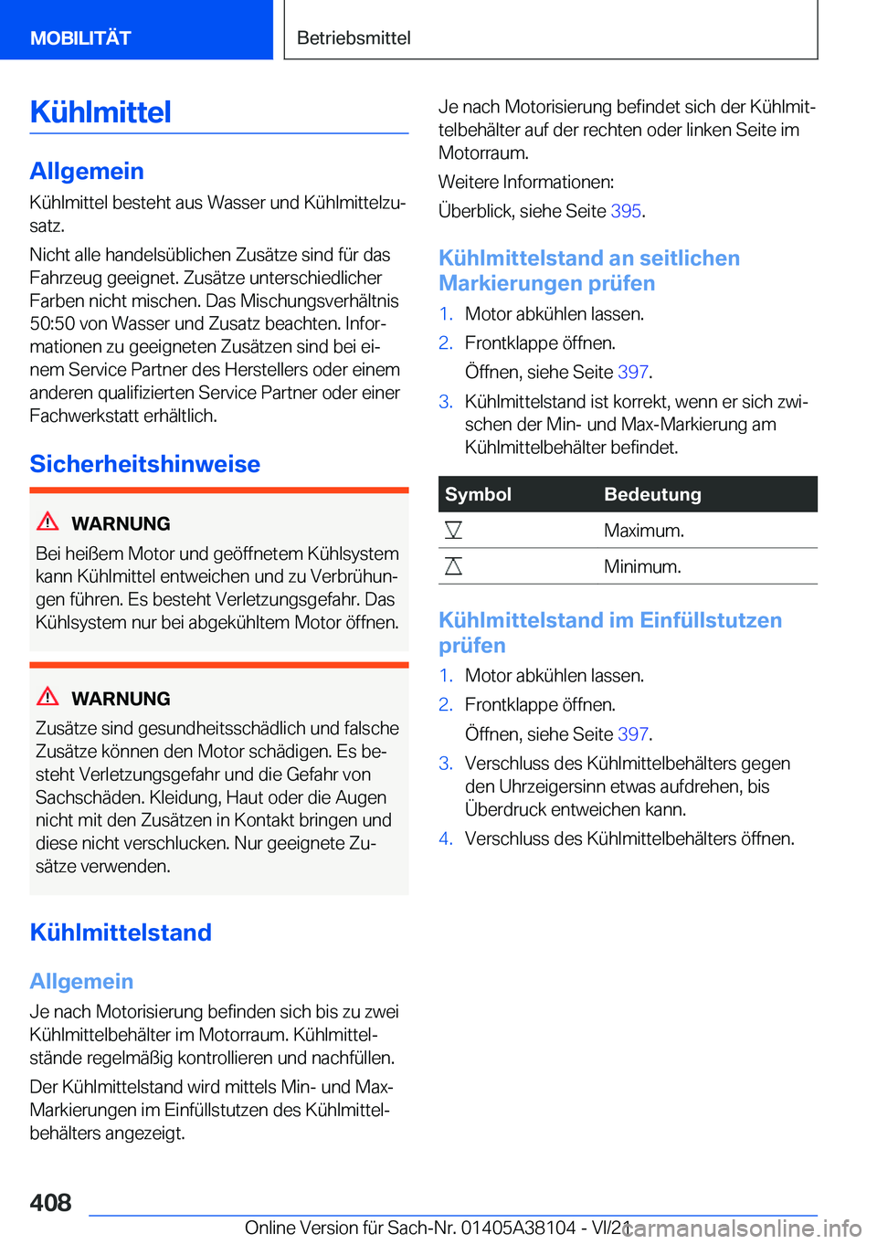 BMW 5 SERIES 2022  Betriebsanleitungen (in German) �K�