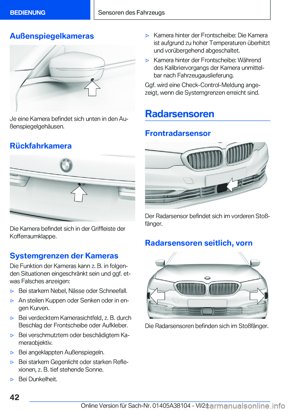 BMW 5 SERIES 2022  Betriebsanleitungen (in German) �A�u�
