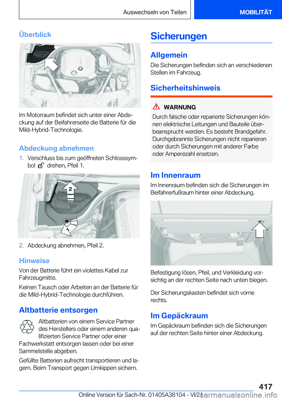 BMW 5 SERIES 2022  Betriebsanleitungen (in German) �