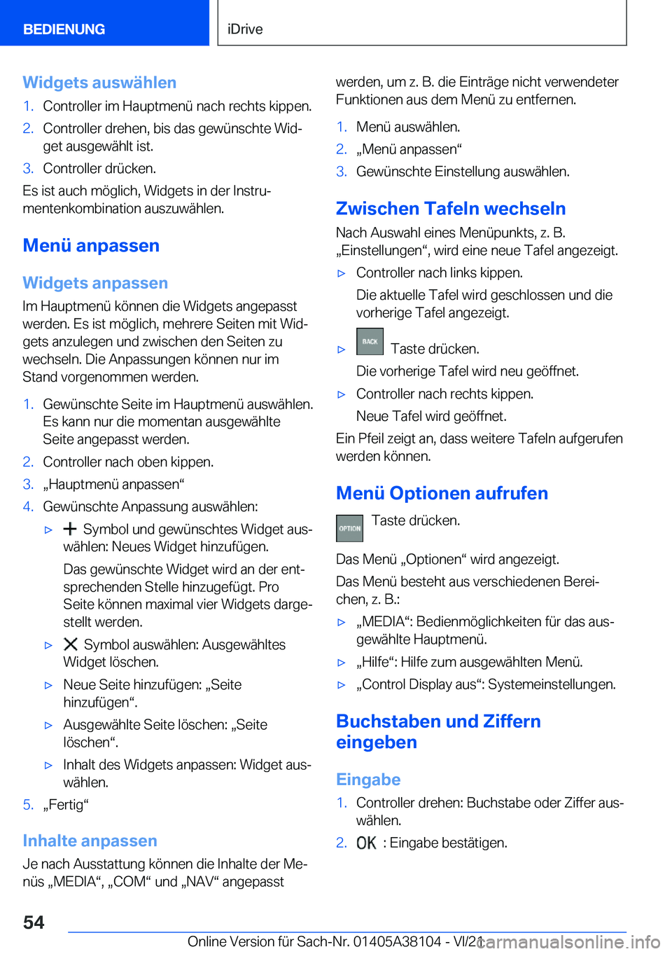 BMW 5 SERIES 2022  Betriebsanleitungen (in German) �W�i�d�g�e�t�s��a�u�s�w�