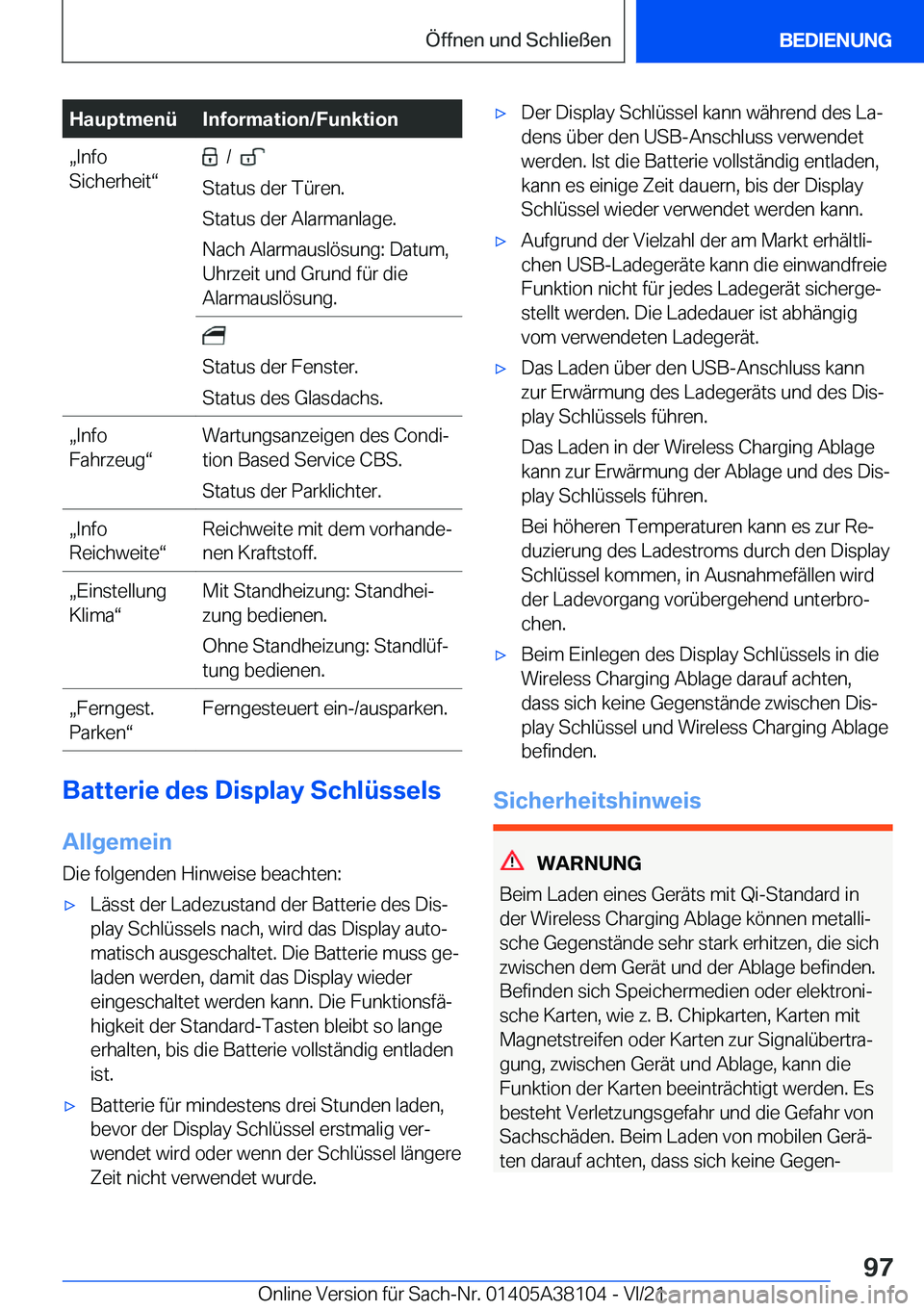 BMW 5 SERIES 2022  Betriebsanleitungen (in German) �H�a�u�p�t�m�e�n�