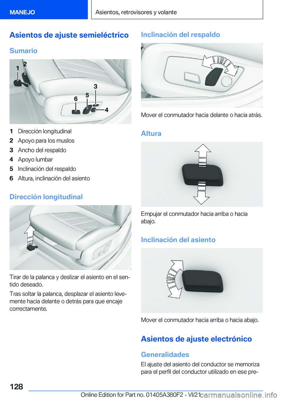 BMW 5 SERIES 2022  Manuales de Empleo (in Spanish) �A�s�i�e�n�t�o�s��d�e��a�j�u�s�t�e��s�e�m�i�e�l�