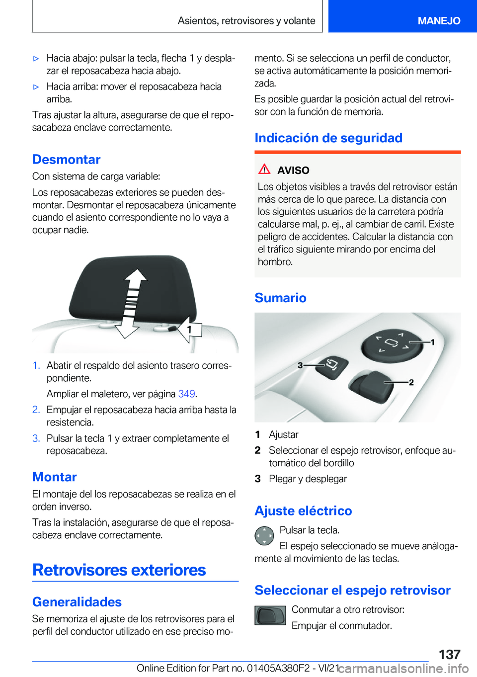 BMW 5 SERIES 2022  Manuales de Empleo (in Spanish) x�H�a�c�i�a��a�b�a�j�o�:��p�u�l�s�a�r��l�a��t�e�c�l�a�,��f�l�e�c�h�a��1��y��d�e�s�p�l�aª�z�a�r��e�l��r�e�p�o�s�a�c�a�b�e�z�a��h�a�c�i�a��a�b�a�j�o�.x�H�a�c�i�a��a�r�r�i�b�a�:��m�o�v�