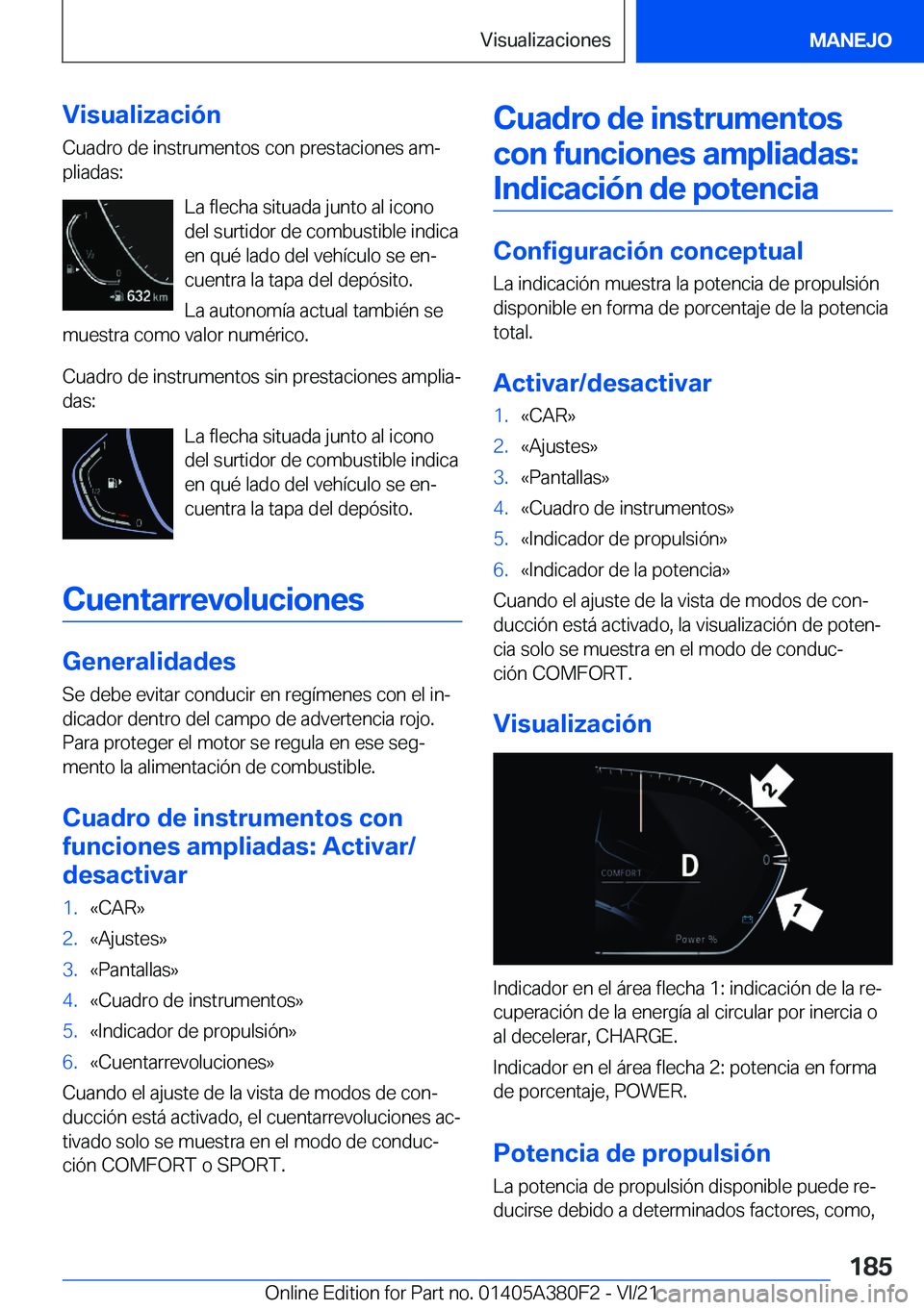 BMW 5 SERIES 2022  Manuales de Empleo (in Spanish) �V�i�s�u�a�l�i�z�a�c�i�