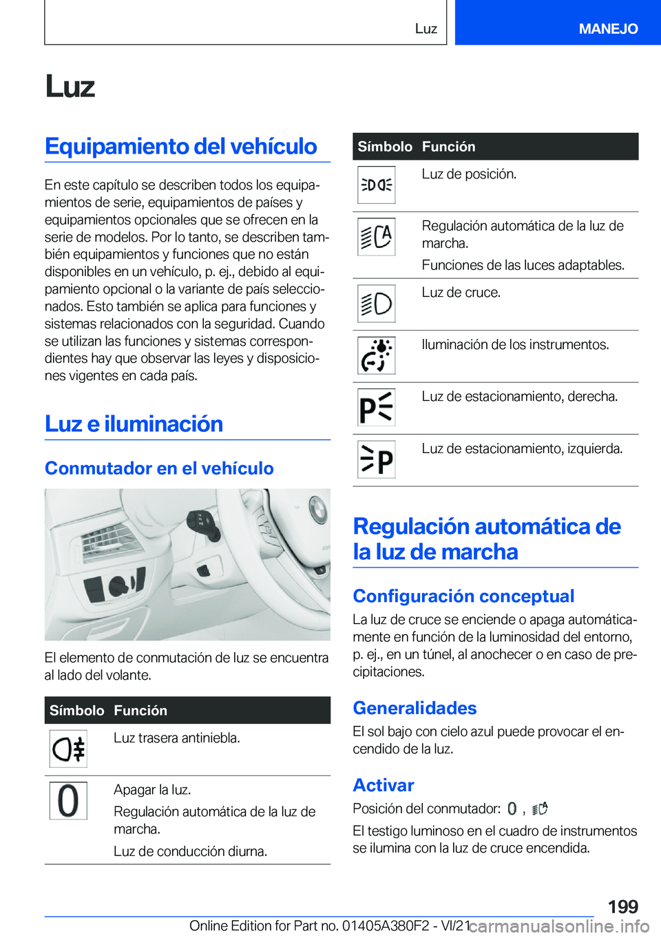 BMW 5 SERIES 2022  Manuales de Empleo (in Spanish) �L�u�z�E�q�u�i�p�a�m�i�e�n�t�o��d�e�l��v�e�h�