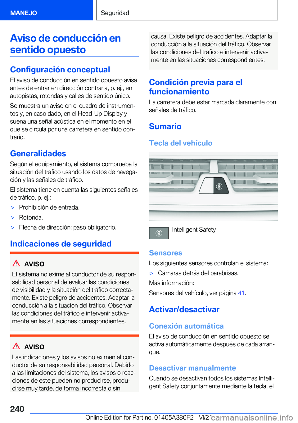 BMW 5 SERIES 2022  Manuales de Empleo (in Spanish) �A�v�i�s�o��d�e��c�o�n�d�u�c�c�i�