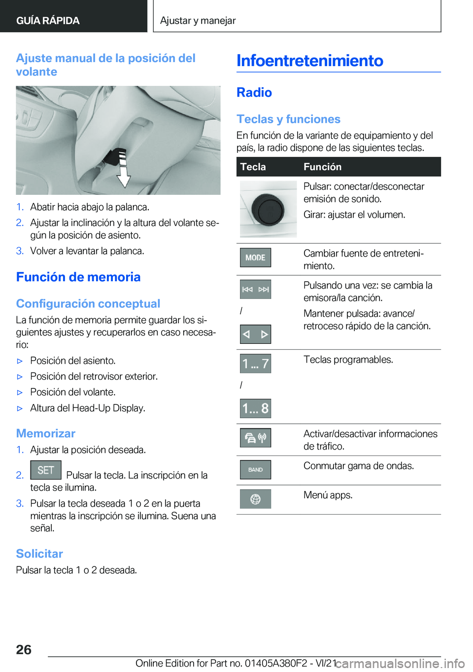 BMW 5 SERIES 2022  Manuales de Empleo (in Spanish) �A�j�u�s�t�e��m�a�n�u�a�l��d�e��l�a��p�o�s�i�c�i�