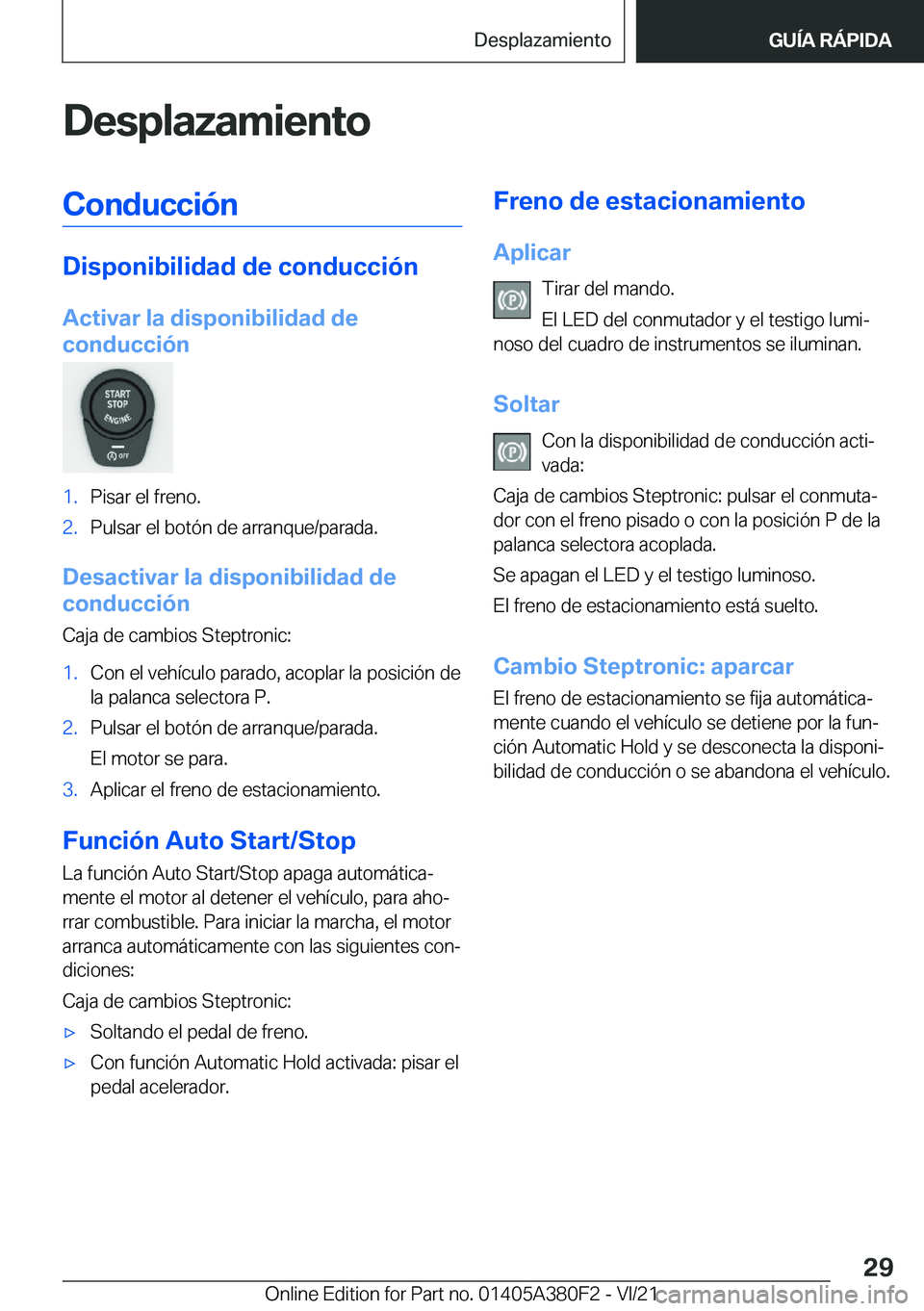 BMW 5 SERIES 2022  Manuales de Empleo (in Spanish) �D�e�s�p�l�a�z�a�m�i�e�n�t�o�C�o�n�d�u�c�c�i�