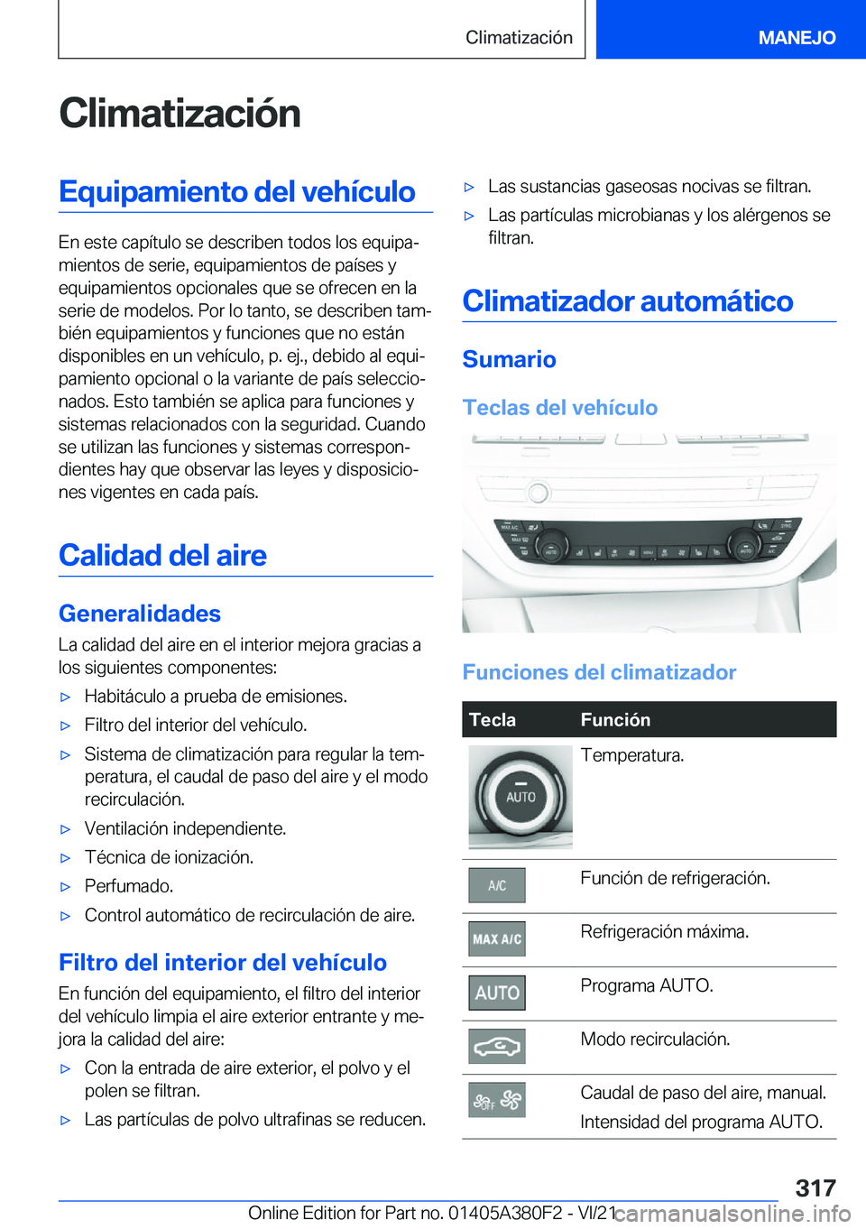 BMW 5 SERIES 2022  Manuales de Empleo (in Spanish) �C�l�i�m�a�t�i�z�a�c�i�