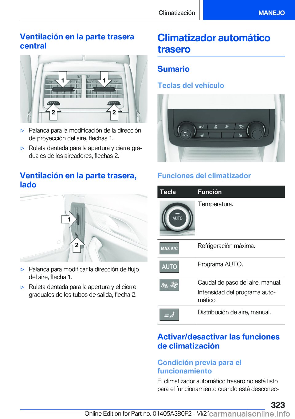 BMW 5 SERIES 2022  Manuales de Empleo (in Spanish) �V�e�n�t�i�l�a�c�i�