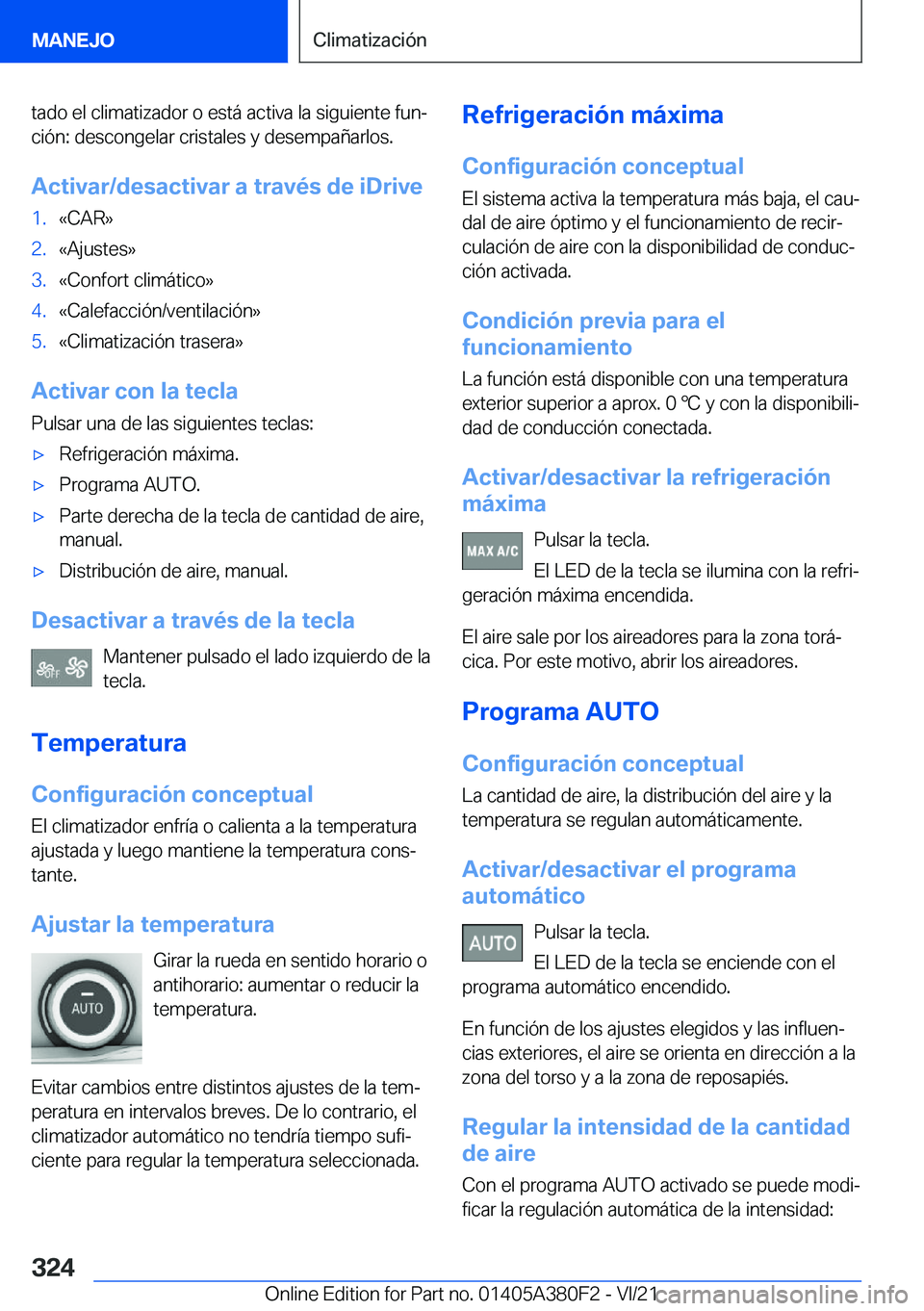 BMW 5 SERIES 2022  Manuales de Empleo (in Spanish) �t�a�d�o��e�l��c�l�i�m�a�t�i�z�a�d�o�r��o��e�s�t�