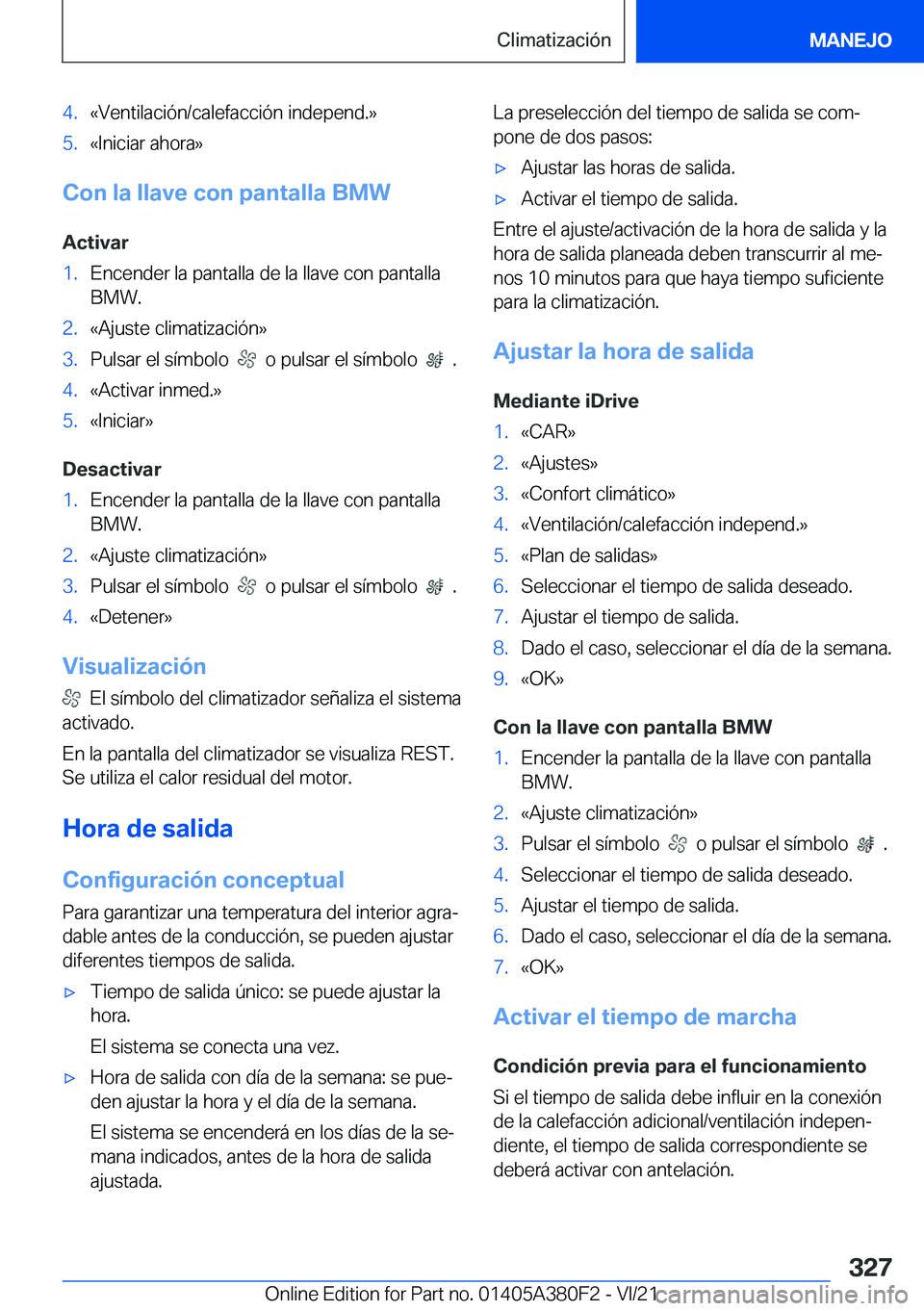 BMW 5 SERIES 2022  Manuales de Empleo (in Spanish) �4�.�«�V�e�n�t�i�l�a�c�i�
